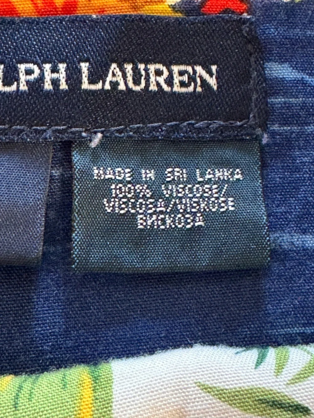 Ralph Lauren Blue Hawaiian Print Circle Skirt